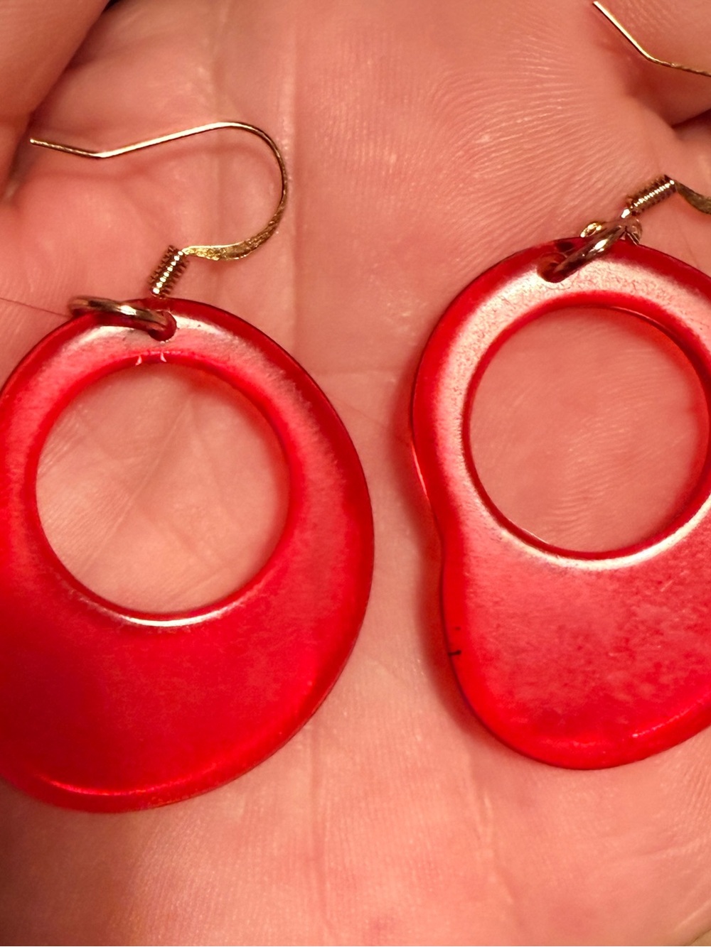 Red Prystal Bakelite art deco /goldtone Drop Earrings - Women Jewelry